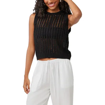 Bella Dahl Open Stitch Sweater Vest In Black