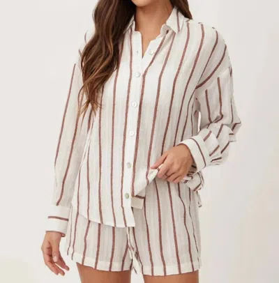 Bella Dahl Oversize Clean Shirt In Sienna Stripe In Neutral