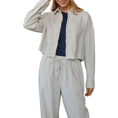 Bella Dahl Oversize Crop Zip Shacket In Gray