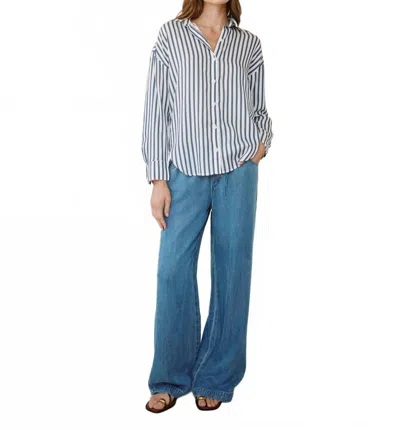 Bella Dahl Oversized Button Down In Denim Blue Stripe In Multi