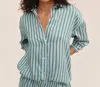 Bella Dahl Oversized Button Down In Emerald Surf Stripe In Multi