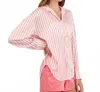 Bella Dahl Oversized Button Down In Wild Coral Stripe In Multi