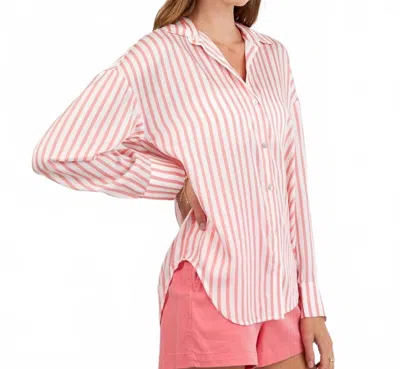 Bella Dahl Oversized Button Down In Wild Coral Stripe In Multi