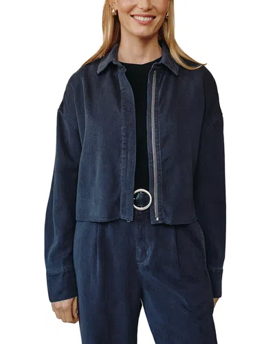 Bella Dahl Oversized Cropped Shacket In Blue