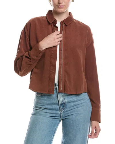 Bella Dahl Oversized Cropped Shacket In Burgundy