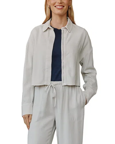 Bella Dahl Oversized Cropped Shacket In Gray