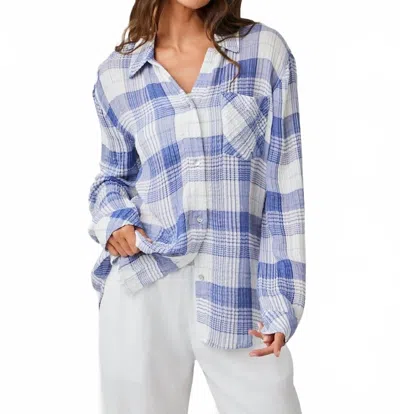 Bella Dahl Oversized Plaid Shirt In Pacific Blue Plaid