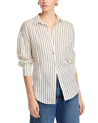 Bella Dahl Oversized Shirt In Ivory Lurex Stripe