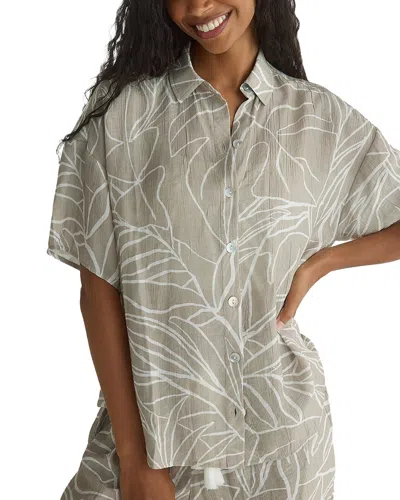 Bella Dahl Oversized Short Sleeve Shirt In Tropical Print In Gray