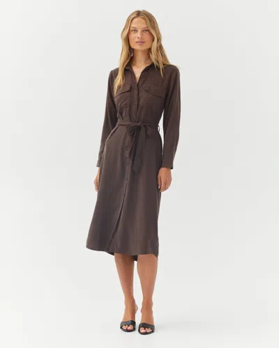 Bella Dahl Patch Pocket Maxi Shirt Dress In Brown