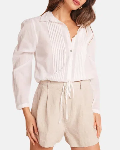 Bella Dahl Pintuck Crop Button Down Shirt In White
