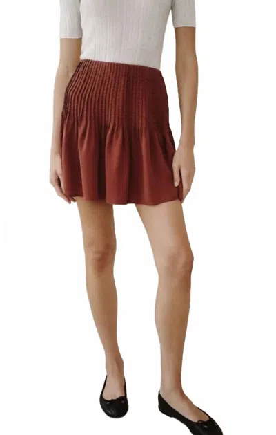 Bella Dahl Pintuck Mini Skirt In Harvest Red In Brown