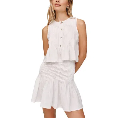 Bella Dahl Pintuck Peplum Sleeveless Linen Shirt In Brown