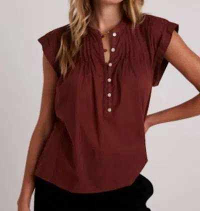 Bella Dahl Pintuck Pullover Shirt In Cherry Mahogany In Multi
