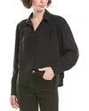 Bella Dahl Raglan Sleeve Button-up Top In Black