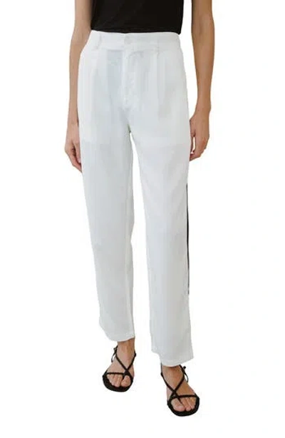 Bella Dahl Piped High Waist Ankle Pants In White