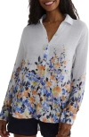 Bella Dahl Placed Floral Linen Blend Button-up Shirt In Border Floral Print