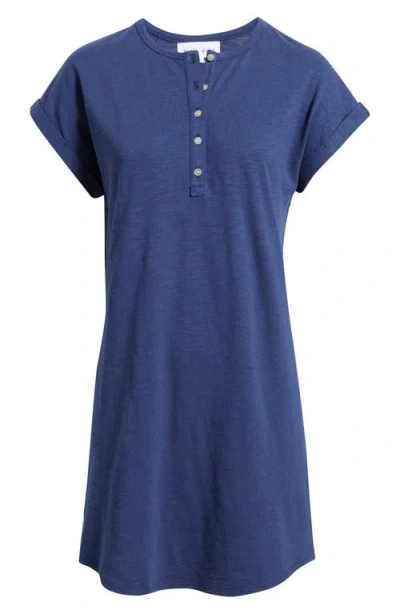 Bella Dahl Placket Cap Sleeve Dress In Blue