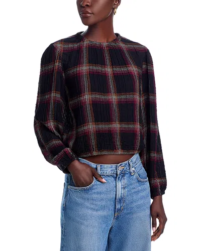 Bella Dahl Plaid Shirred Top In Autumn Sunset Plaid