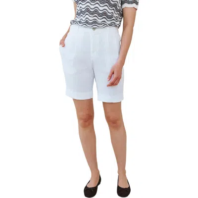 Bella Dahl Pleated Bermuda Shorts In White