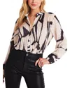 Bella Dahl Pleated Bodice Shirt In Ivory Mosaic Print In Neutral