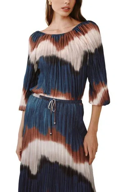 Bella Dahl Pleated Bubble Sleeve Top In Multi