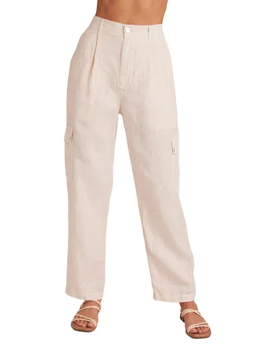 Bella Dahl Pleated Cargo Linen Trouser In Neutral