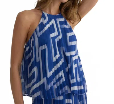 BELLA DAHL PLEATED HALTER TOP IN COASTAL LINE