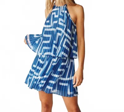 Bella Dahl Pleated Halter Top In Coastal Line Print In Blue