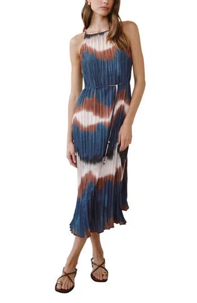Bella Dahl Pleated Midi Dress In Blue