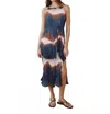 Bella Dahl Pleated Midi Dress With Side Slit In Midnight Tides In Blue