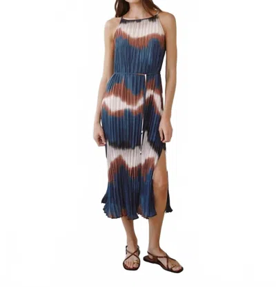 BELLA DAHL PLEATED MIDI DRESS WITH SIDE SLIT IN MIDNIGHT TIDES