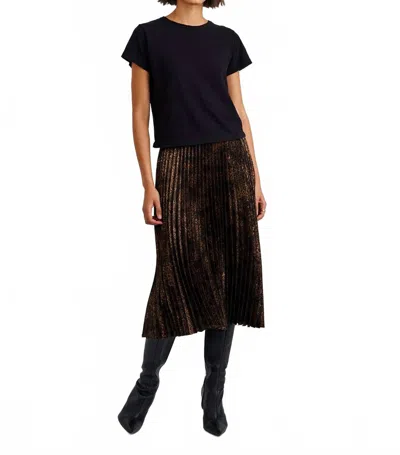 Bella Dahl Pleated Midi Skirt In Micro Leopard In Brown
