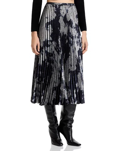 Bella Dahl Pleated Midi Skirt In Silver Dye Print