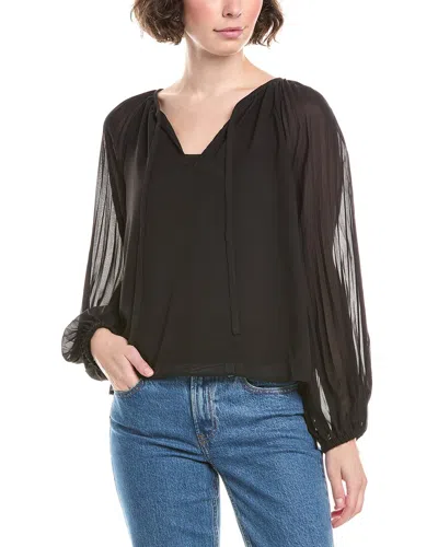 Bella Dahl Pleated Raglan Blouse In Black