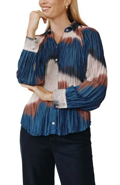 Bella Dahl Pleated Raglan Sleeve Shirt In Midnight Tides Print