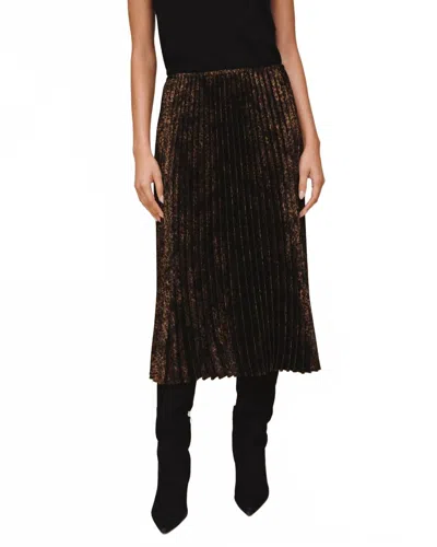 Bella Dahl Metallic Leopard Print Pleated Skirt In Brown