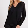 Bella Dahl Pleated Sleeve Raglan Pullover In Black In Black