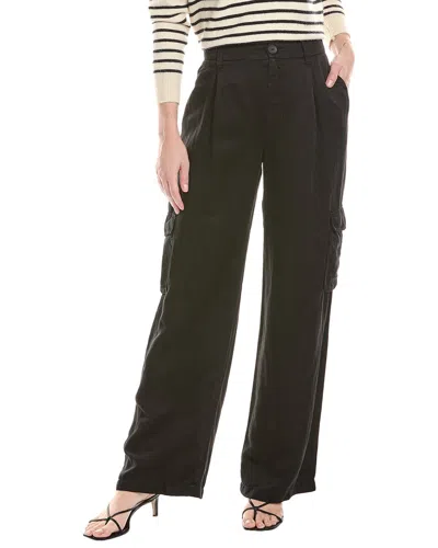 Bella Dahl Pleated Wide Leg Linen-blend Pant In Black
