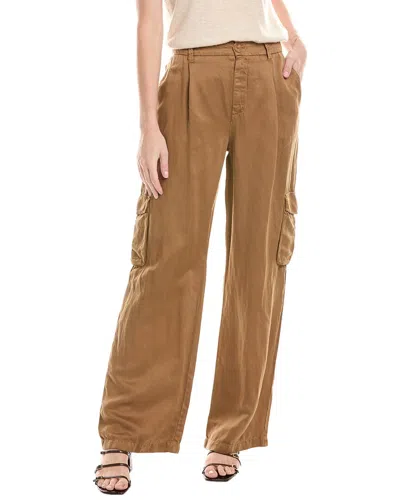 Bella Dahl Pleated Wide Leg Linen-blend Pant In Brown