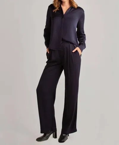 Bella Dahl Pleated Wide Leg Trouser In Navy Eclipse In Multi