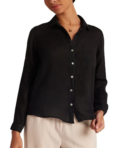 Bella Dahl Pocket Button Down Linen Shirt In Black