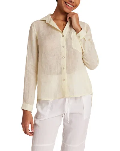 Bella Dahl Pocket Button Down Linen Shirt In Neutral