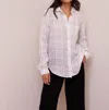 Bella Dahl Pocket Button Down Linen Shirt In Playa Sirena Plaid In White