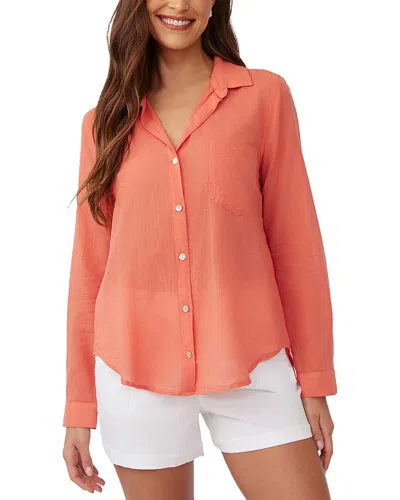 Bella Dahl Pocket Button Down Shirt In Orange
