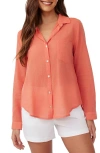 Bella Dahl Pocket Button Down Shirt In Orange