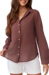 Bella Dahl Pocket Button Down Shirt In Brown