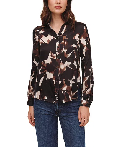 Bella Dahl Printed Rounded Hem Shirt In Black