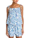 Bella Dahl Printed Tie Shoulder Tank Top In Stamped Floral Print
