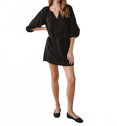 Bella Dahl Pullover Puff Sleeve Mini Dress In Black